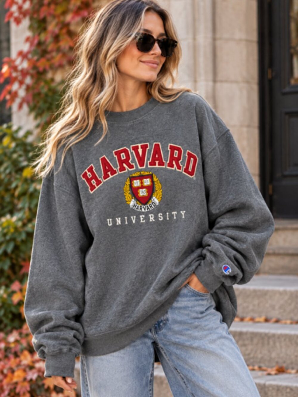 Champion Harvard University Sweatshirt 2XL Gray Collegiate Wear Crewneck Unisex